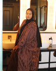 Brown Jacquard Butterfly Abaya