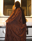 Brown Jacquard Butterfly Abaya