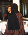 Brown Jacquard Butterfly Abaya