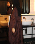 Brown Jacquard Butterfly Abaya